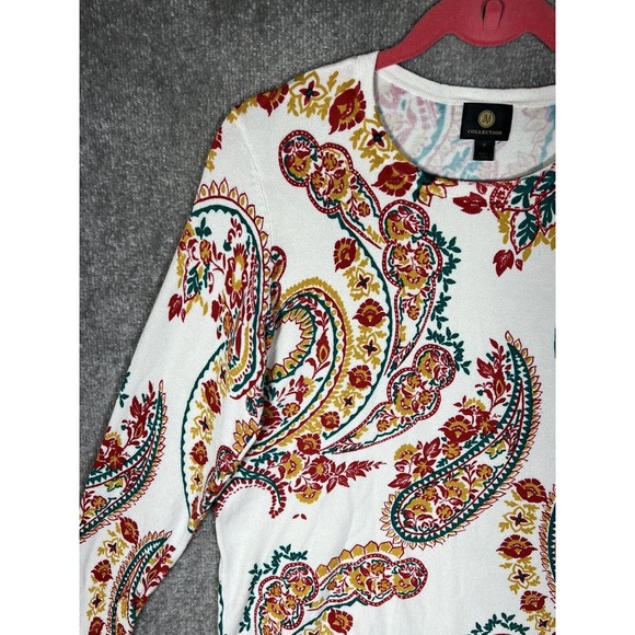 JM Collection Floral‎ Paisley Knit Ribbed Sweater Womens Medium Rayon Nylon - Picture 6 of 16
